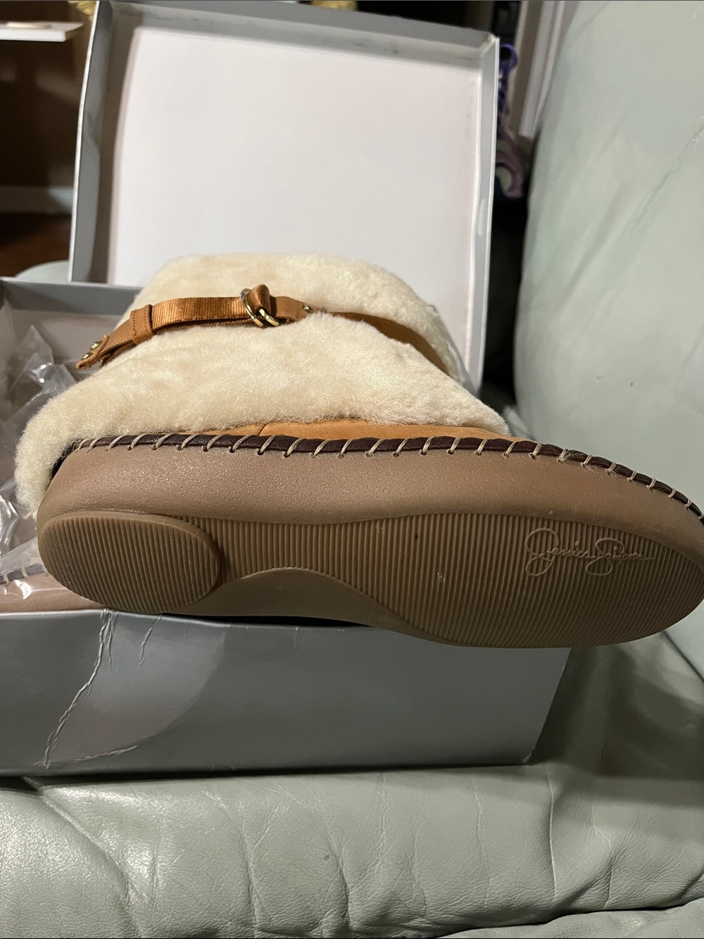 Cozy Shearling Boots in Cream and Tan - Picture 3 of 12